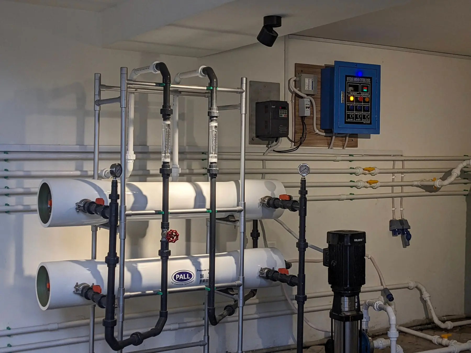 RO pressure vessels with control panel